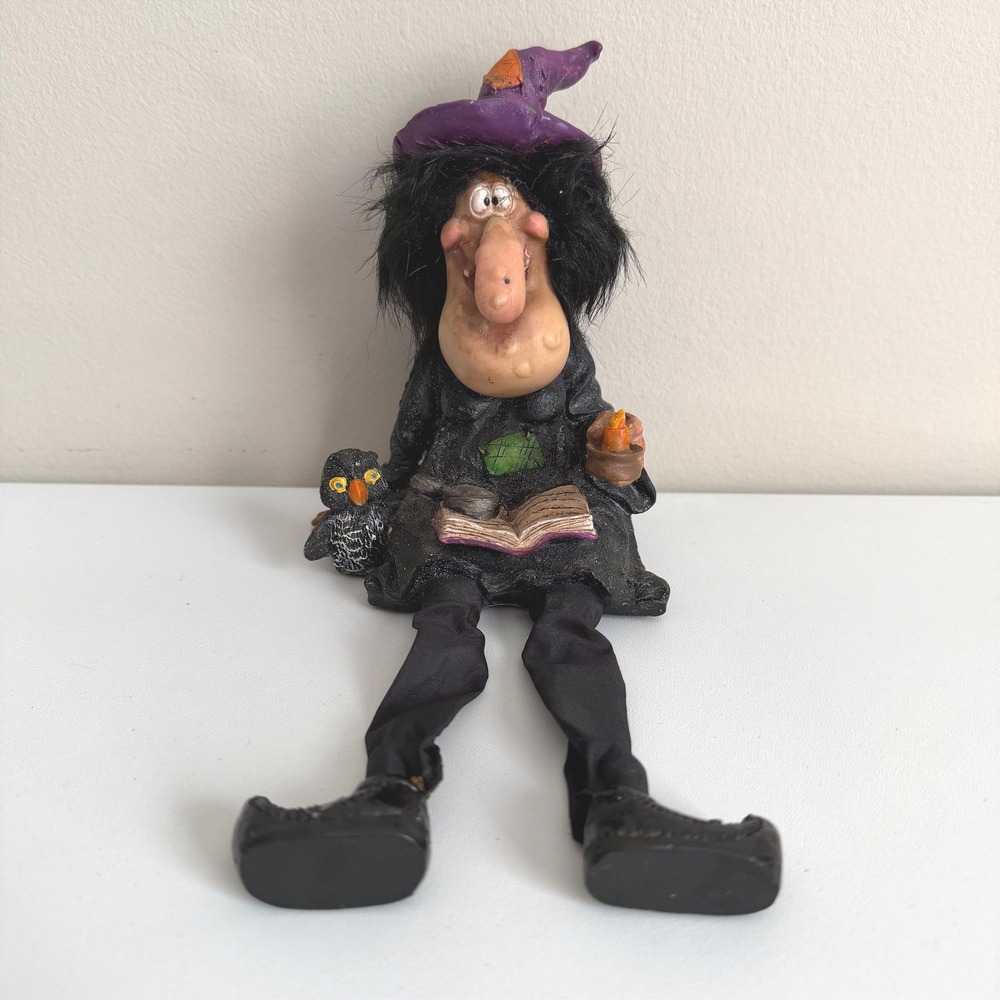 VTG Whimsical Jo-Ann Spooky Hollow 6" Sitting Witch Figurine Halloween Decor